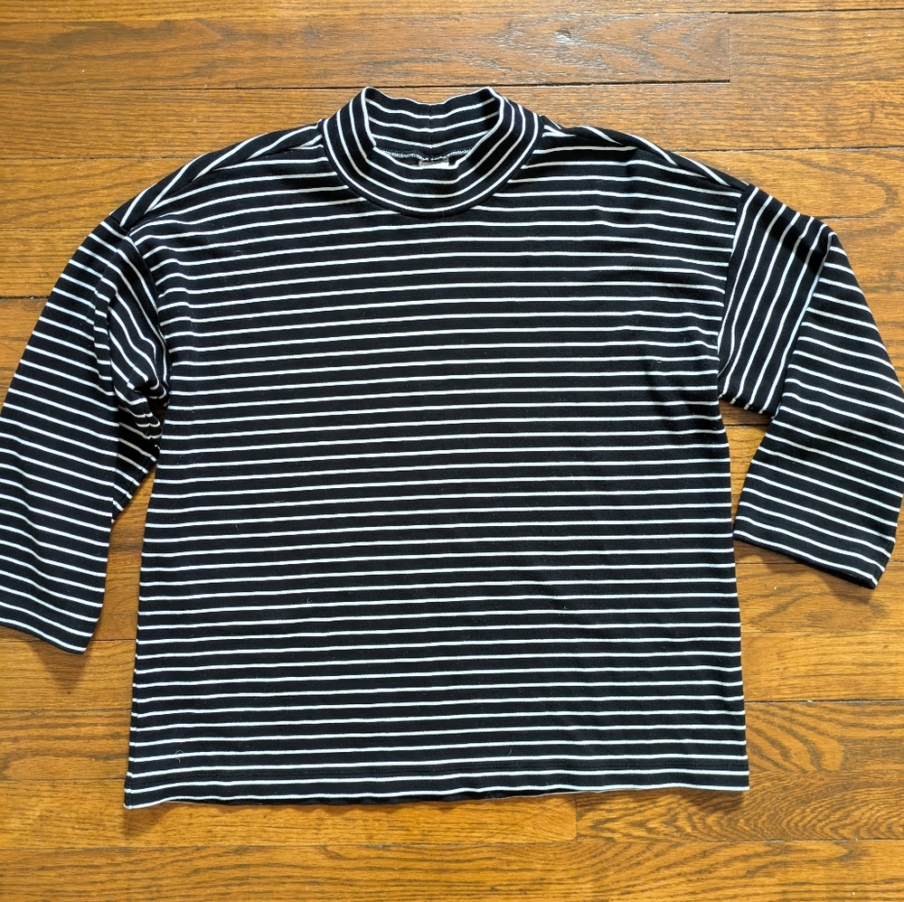 SEEN WORN KEPT ANTHROPOLOGIE Striped Mockneck Top Size 12